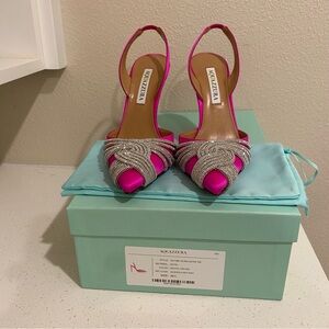Aquazzura Pink Satin Gatsby Sling Satin 105